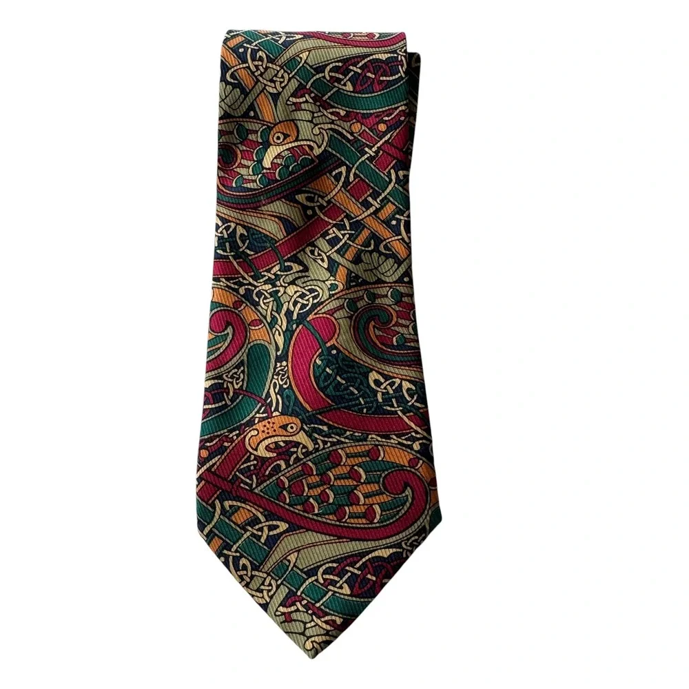 Celtic Tie Collection Necktie Mens OS Multicolor Excellent Irish Knotwork Bird